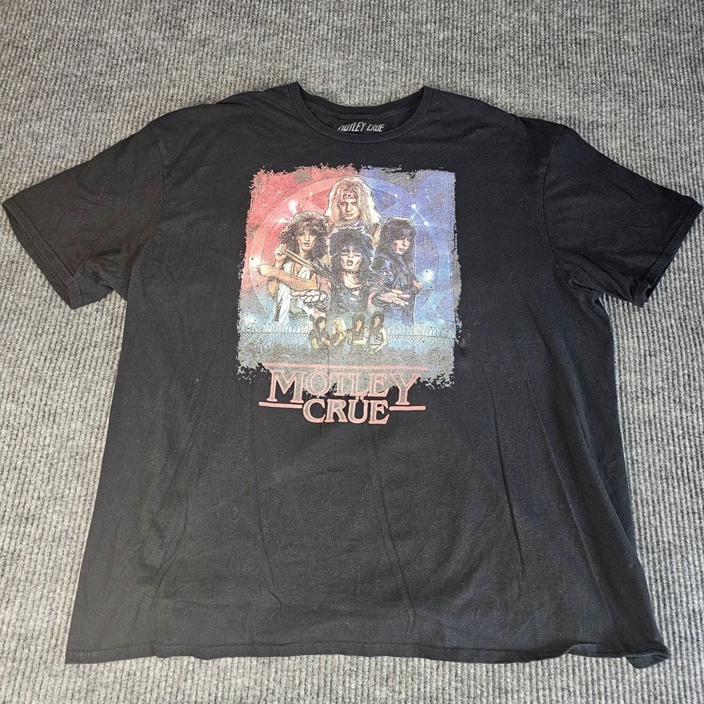 Motley Crue Shirt Mens 3XL Black Band Portrait Art Graphic Tee Rock Music